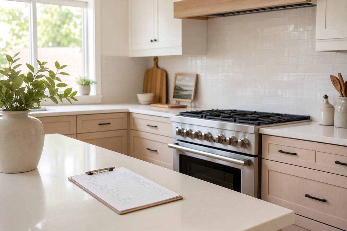A freshly deep-cleaned Spokane kitchen with spotless counters, a clean range, and polished fixtures