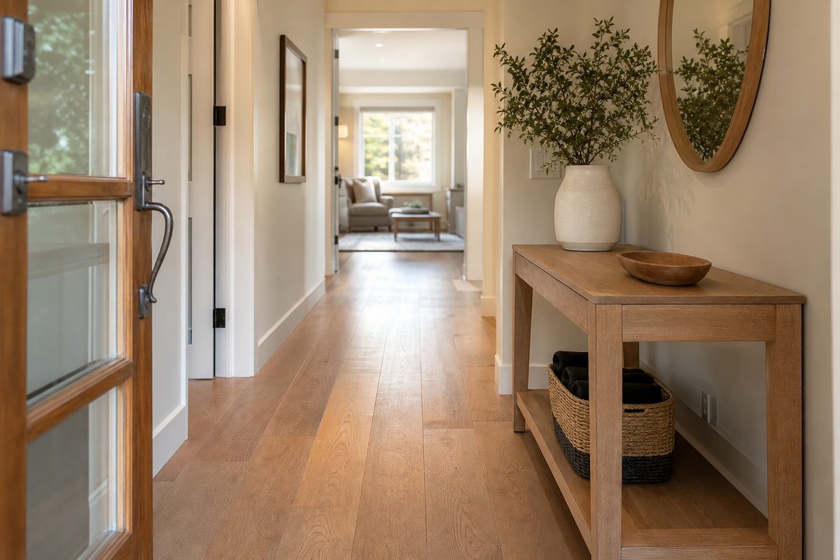 A Spokane home entryway cleared and prepared before the cleaning crew arrives